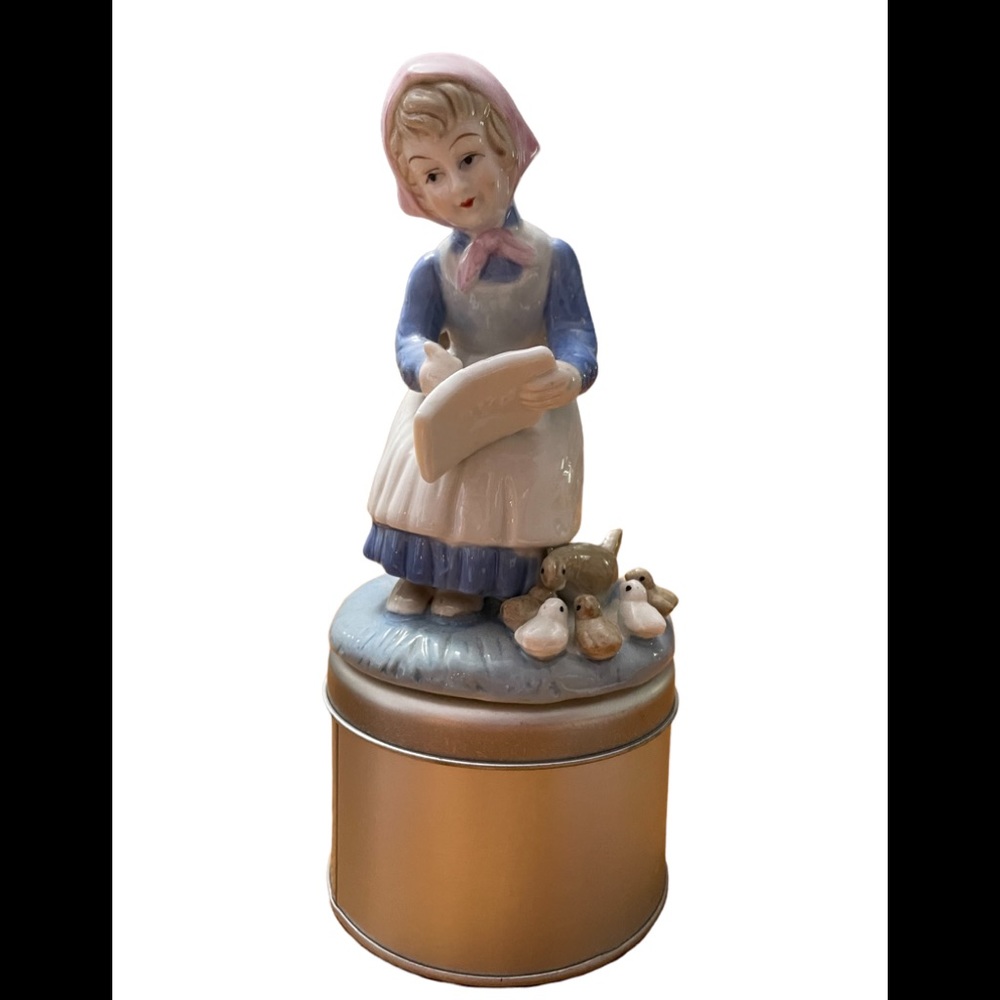 Vintage Porcelain Woman With Birds Figurine